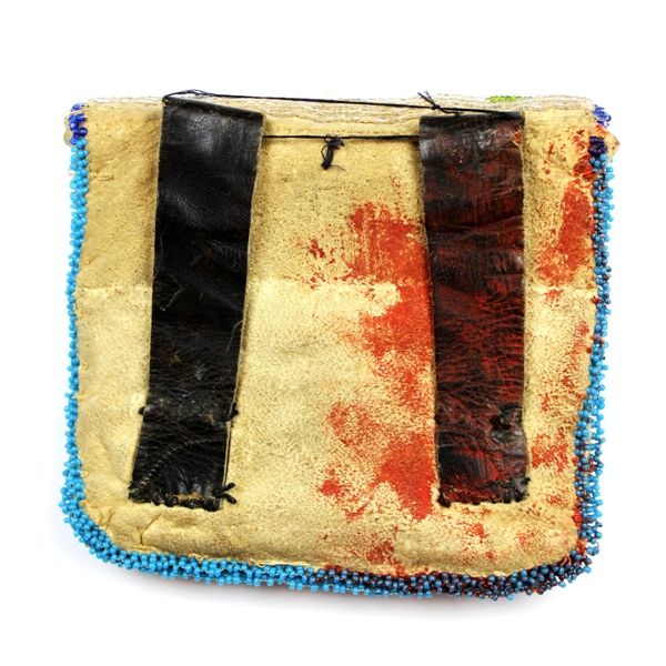 Native American beaded bag w/ mirror - 19th century