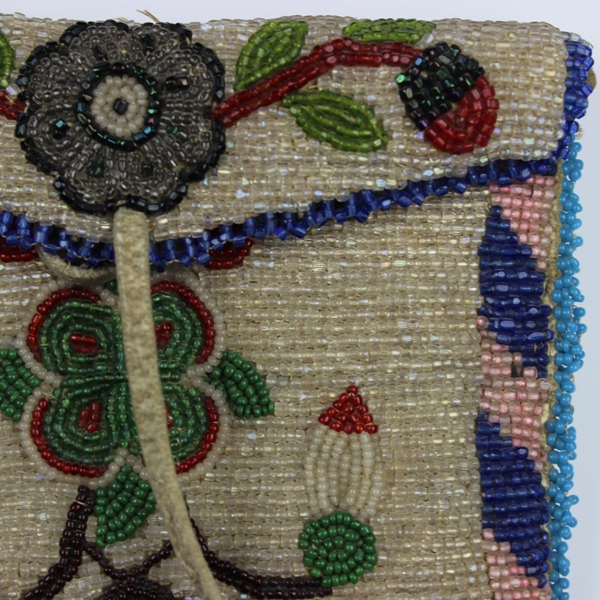 Native American beaded bag w/ mirror - 19th century