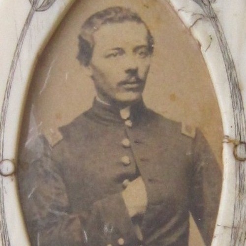 Confederate soldier albumen portrait in an ivory frame