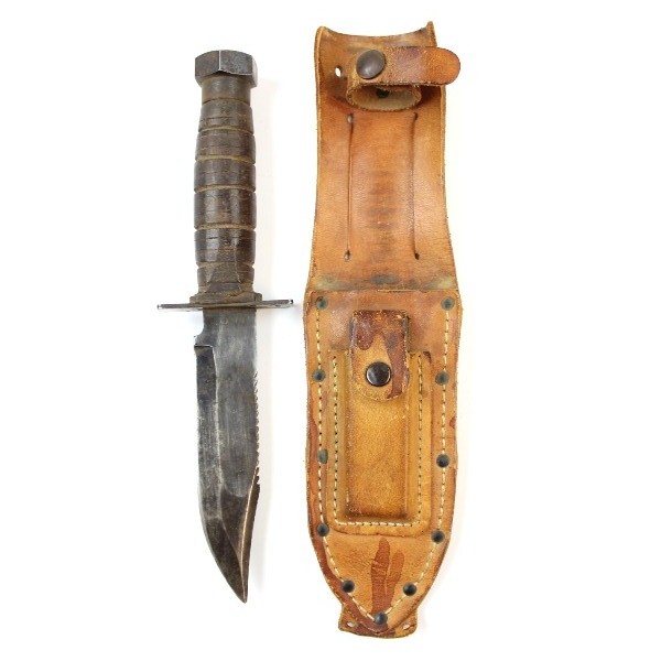 Jet pilot knife w/ 1967 leather sheath and sharpening stone