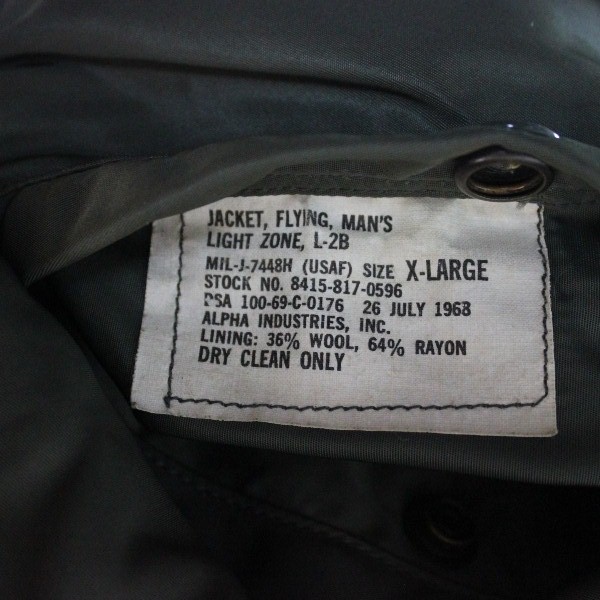 USAF flight jacket type L2-B - X-Large - 1968 dated