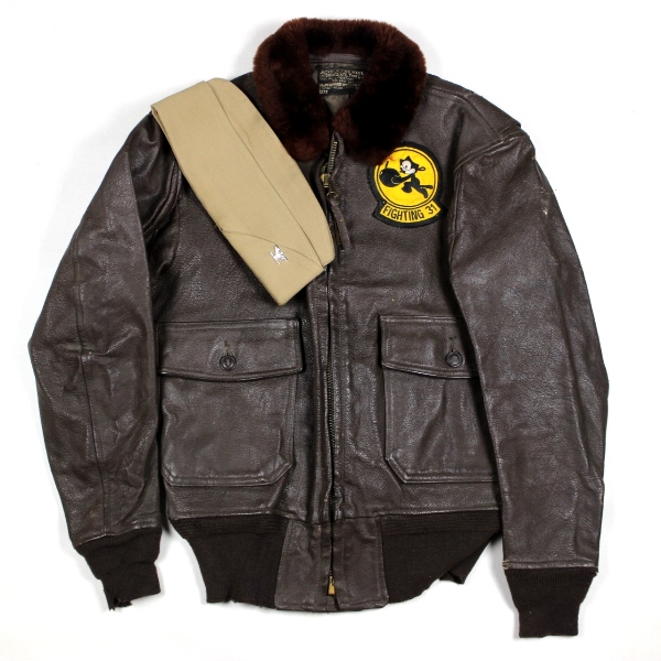 Leather flight jacket type G-1 w/ squadron patch