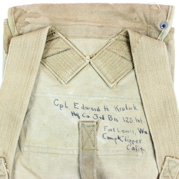 M1910 canvas haversack - 31st Infantry Division - Identified