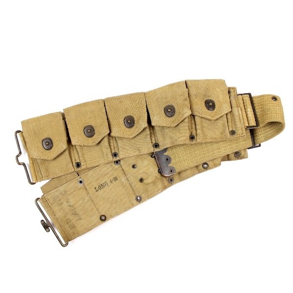 M1910 US Army dismounted rifle cartridge belt - R.H. Long 1918