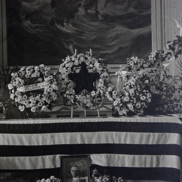 KIA grouping - Casket flag, newspaper and photographs