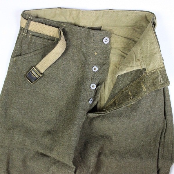 OD wool service trousers w/ belt - W31 L25