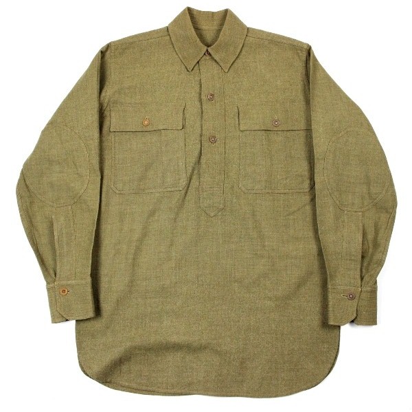 M1916 OD wool flannel pullover shirt - 14 x 33