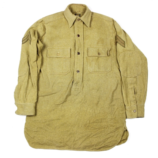 M1916 OD wool flannel pullover shirt - 13 x 32