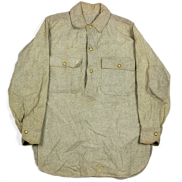 M1917 gray wool flannel pullover shirt - 15 x 33 