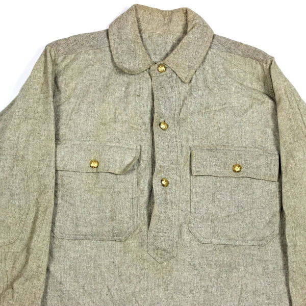 M1917 gray wool flannel pullover shirt - 15 x 33 