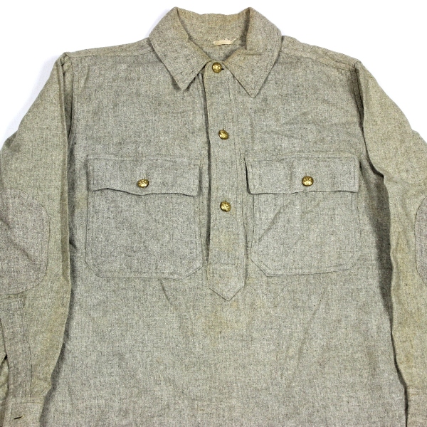 M1917 gray wool flannel pullover shirt - 16 x 33