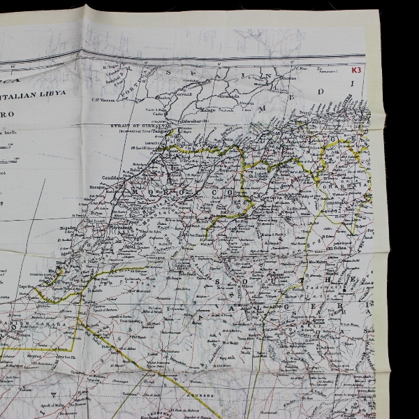 RAF Air Ministry K3/H2 escape silk map - Spain / N. Africa