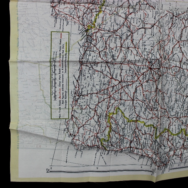 RAF Air Ministry K3/H2 escape silk map - Spain / N. Africa