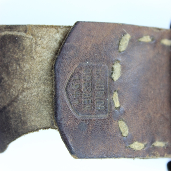 Luftwaffe EM/NCO’s denazified steel belt plate with leather tab and belt