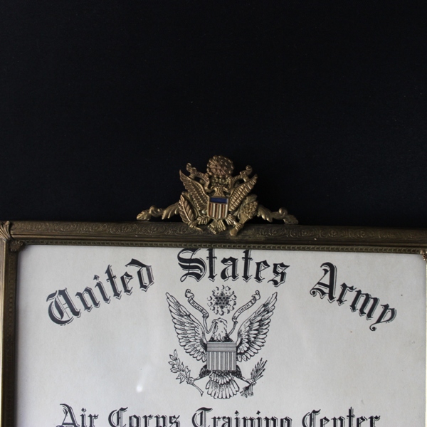 USAAF Training Center diploma w/ frame