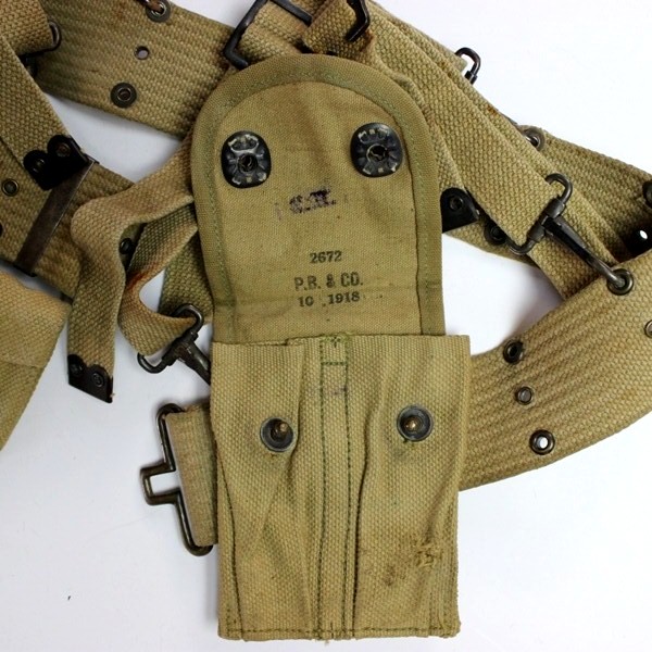 ETO officers equipment grouping: Belt, suspenders, pouch, holster - British Made