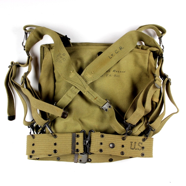 M1936 musette, pistol belt and suspenders lot - Identified