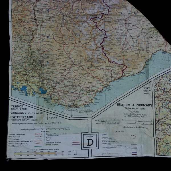 Escape silk map sheet C/D - France Belgium Holland Germany