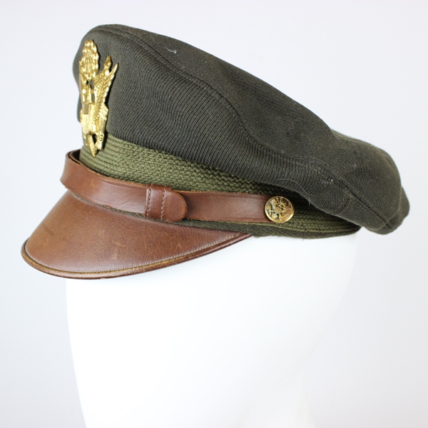 USAAF Chocolate gabardine officer service cap - Bancroft Flighter crusher