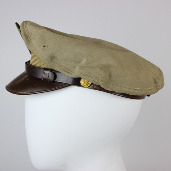 USAAF khaki / tan officer service cap - Dobbs crusher