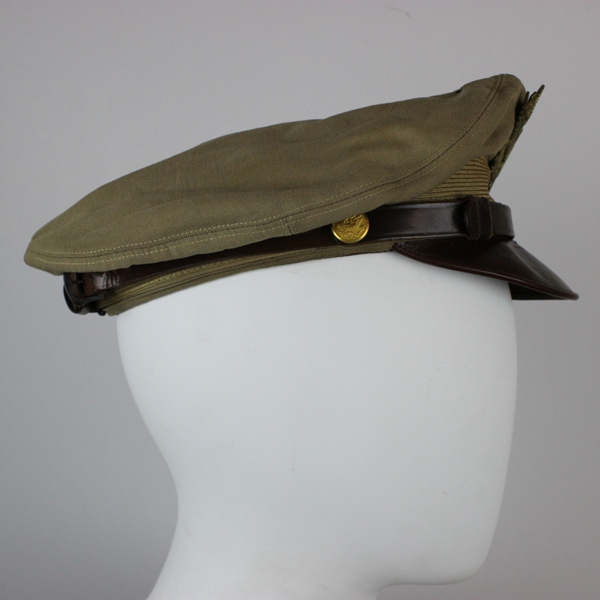 USAAF khaki / tan officer service cap - Dobbs crusher