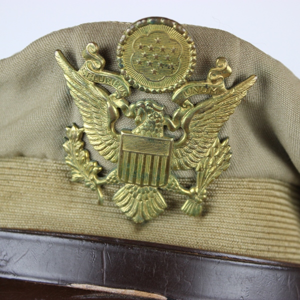 USAAF khaki / tan officer service cap - Dobbs crusher