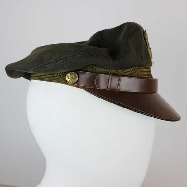 USAAF chocolate gabardine officer service cap - Phelps Terkel tailor