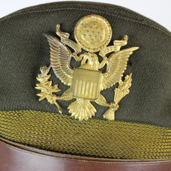 USAAF chocolate gabardine officer service cap - Phelps Terkel tailor