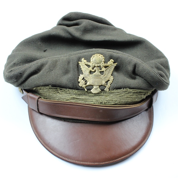 USAAF chocolate gabardine officer service cap - Delman crusher