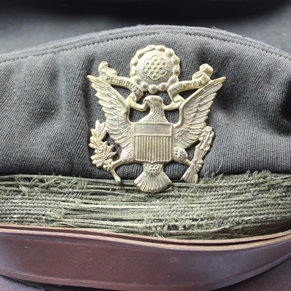 USAAF chocolate gabardine officer service cap - Delman crusher