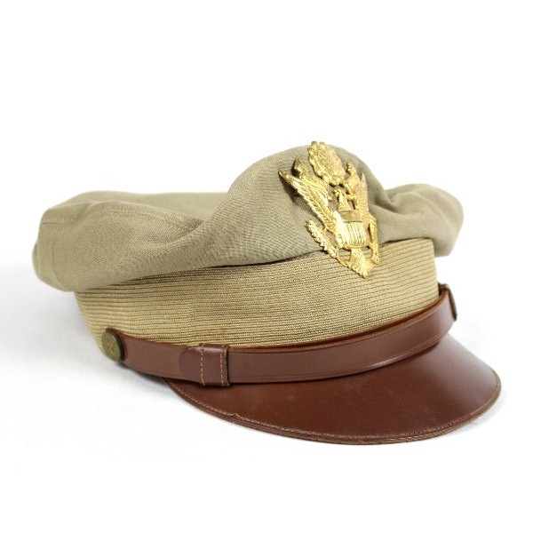 USAAF officer summer khaki / tan service cap - Identified