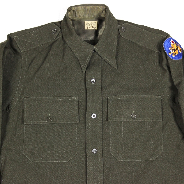 USAAF OD wool gabardine officers dress shirt - 14th AF