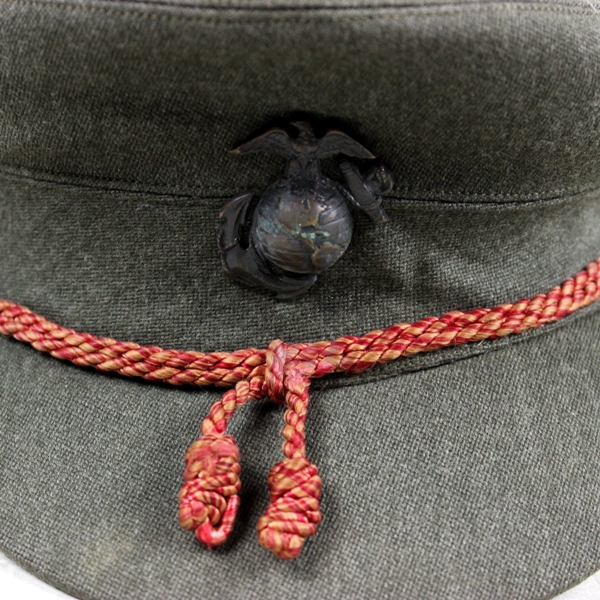 USMCWR forest green officer dress cap - Identified