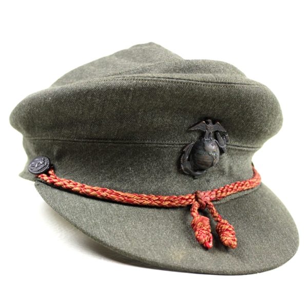 USMCWR forest green officer dress cap - Identified